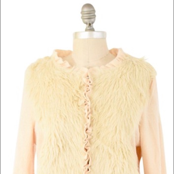 Anthropologie cream fur wool jacket - Picture 10 of 13